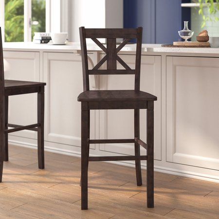 FLASH FURNITURE Gray Wash Walnut Solid Wood Bar Stools, 2PK ES-STBN1-29-GY-2-GG